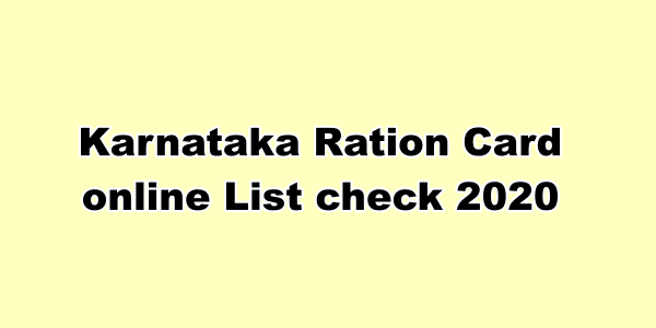 Karnataka Ration Card List 2020