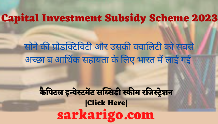 Capital Investment Subsidy Scheme 2023